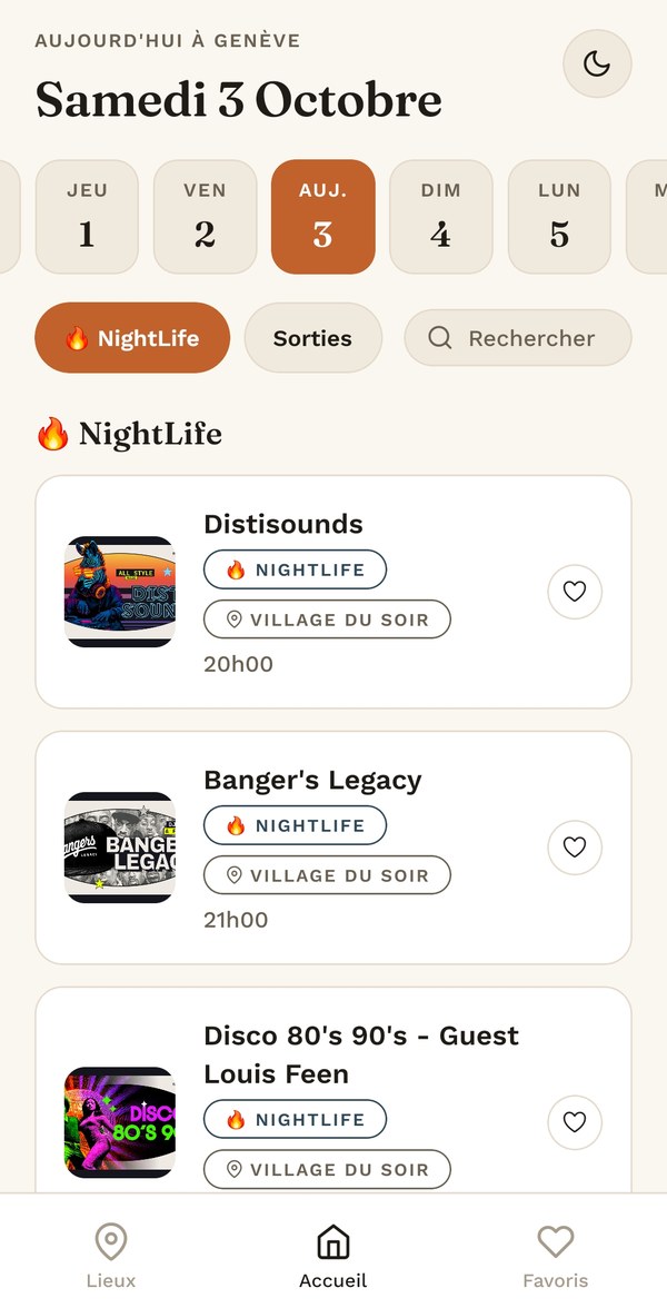 Le programme NightLife du soir